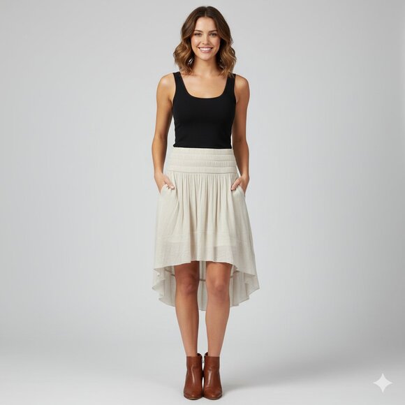 Aritzia Wilfred La Tour Skirt Draped High Lo High Waisted Birch Size XS - Picture 1 of 16